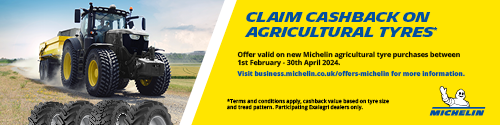 Michelin Agricultural Cash Back! Between 1st February to 30th April 2024, claim cashback on new Mich